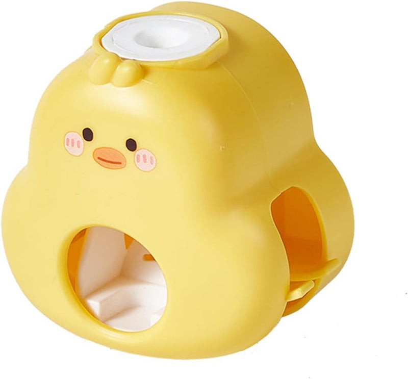 SPONGL Automatic Toothpaste Dispenser Wall Mounted Duck Shape Bathroom Organizers Toothbrush Holder Rack for Kids Adults - Image 1